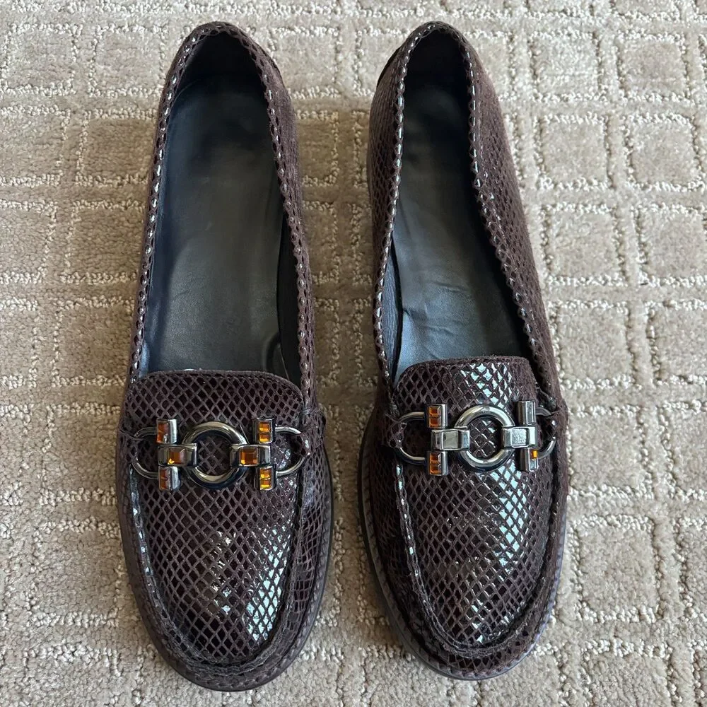 Stuart Weitzman Patent Leather Loafers Women's 8.5M (fits like 8) Brown READ